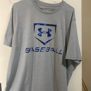 Like new  Under Armour, light gray baseball t-shirt.